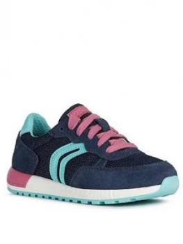 Image of Geox Girls Alben Lace Up Trainer - Navy