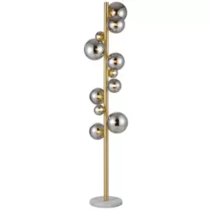Image of Luminosa Marshall Floor Lamp, 11 Light G9, Satin Gold, Chrome Plated Glass