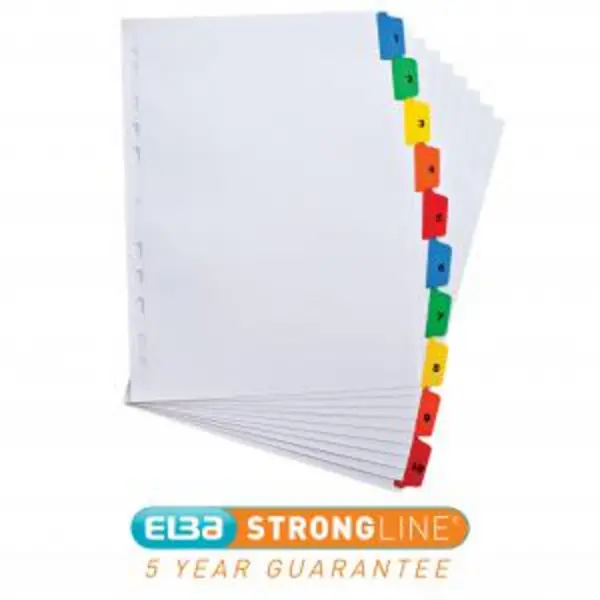 Image of Oxford Index 1-10 Multipunched Mylar-reinforced Multicolour-Tabs 104166