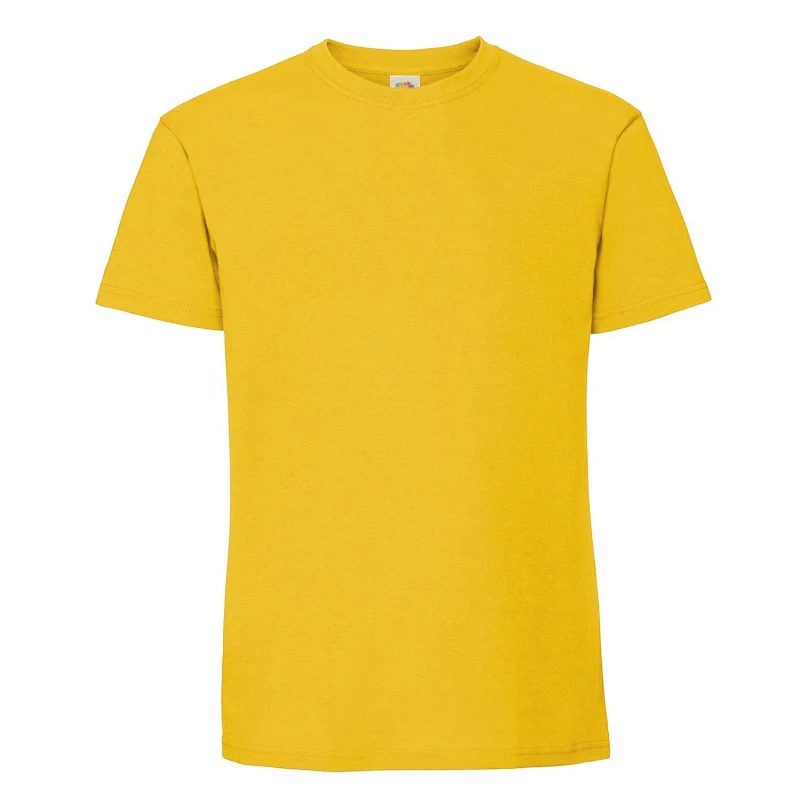 Image of Fruit Of The Loom Fruit of the Loom Men Ringspun Premium T-Shirt in Yellow Size: Small Yellow S Male 5063377182712