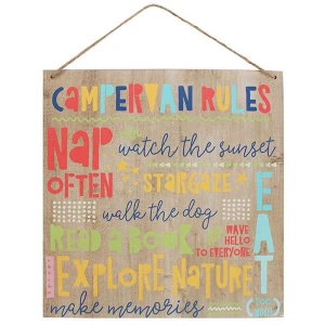 Image of Campervan Rules Wooden Sign