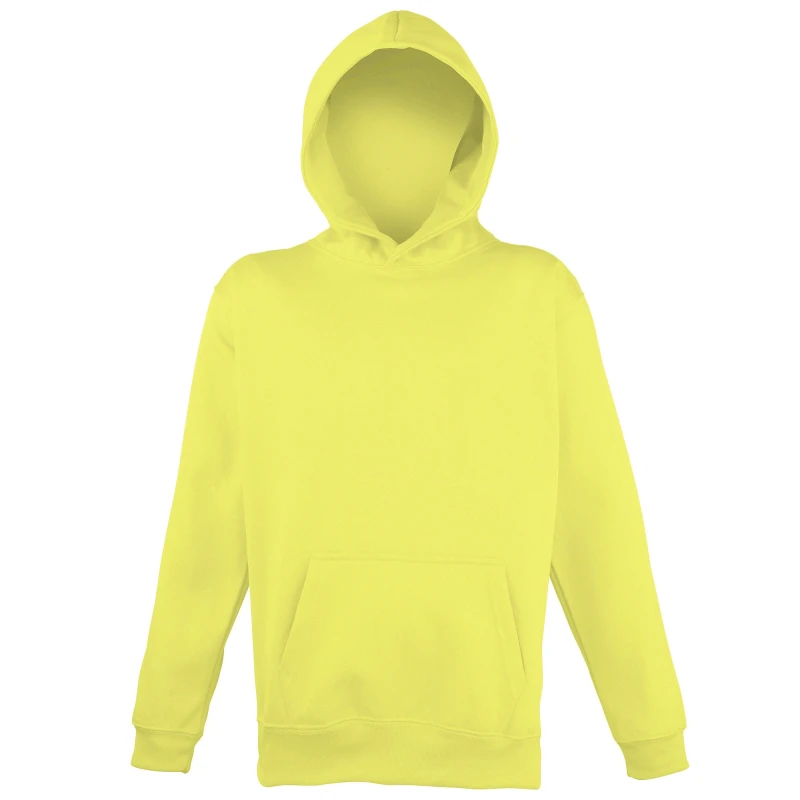 Image of AWDis Electric Hooded Sweatshirt Hoodie in Yellow Size: 12-13 Years Yellow Unisex 12-13 Years