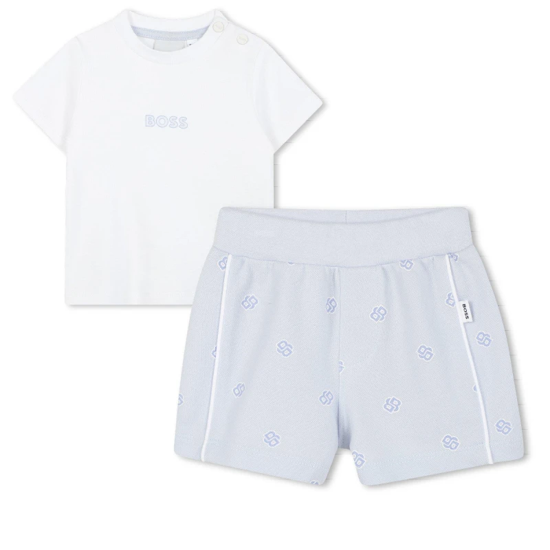 Image of Boss Kids T-Shirt and Shorts Set White 10P male 3 Mnth