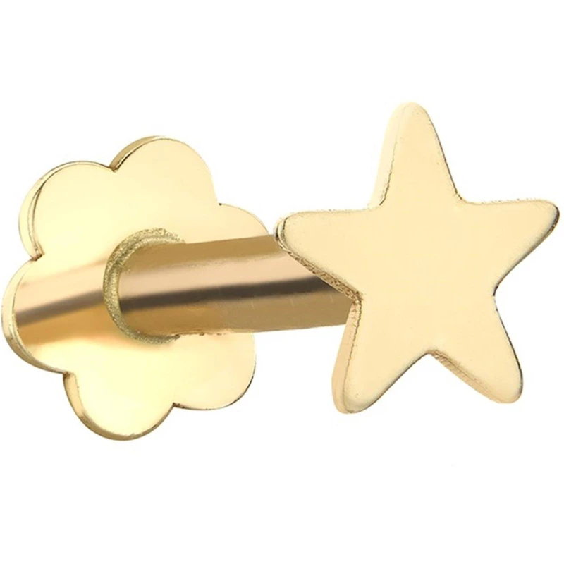Image of Be You 9ct Gold Star Labret Stud Yellow Gold female One Size
