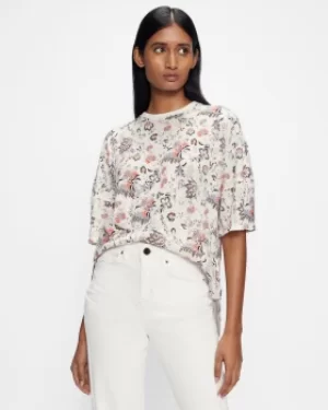 Image of Printed Linen Blend T-Shirt