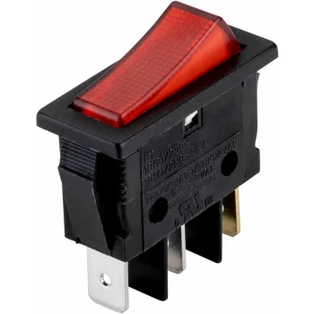 Image of 522779 Rocker Switch SPST On-Off 250V AC 16A Red/ Black - R-tech