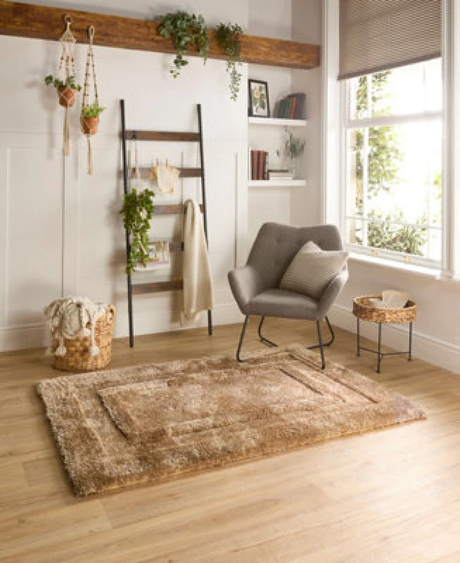 Image of Origins Frame Shaggy Rug Latte 120X170 WB70405