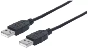 Image of Manhattan USB-A to USB-A Cable, 3m, Male to Male, Black, 480 Mbps...