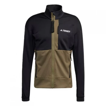 Image of adidas Terrex Tech Fleece Hiking Jacket Mens - Black / Focus Olive