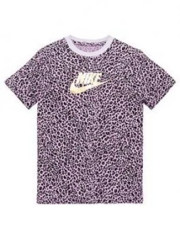 Image of Nike Girls NSW All Over Print Tee - Purple, Size M