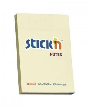 Image of Value Stickn Sticky Notes 76x51mm Pastel Yellow PK12
