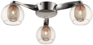 Image of Spring 3 Light Flush Multi Arm Mesh Ceiling Light Chrome, Copper, G9
