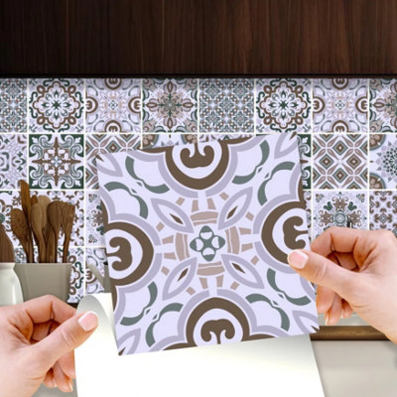 Image of Walplus 24Pcs Vintage Victorian Peel And Stick 3D Wall Tiles Sticker Adhesive Stick On Tiles For Backsplash 15X15Cm