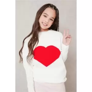 Image of I Saw It First White Girls Love Heart Knitted Jumper - White
