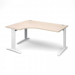 Image of TR10 Deluxe Left Hand Ergonomic Desk 1600mm - White Frame maple Top