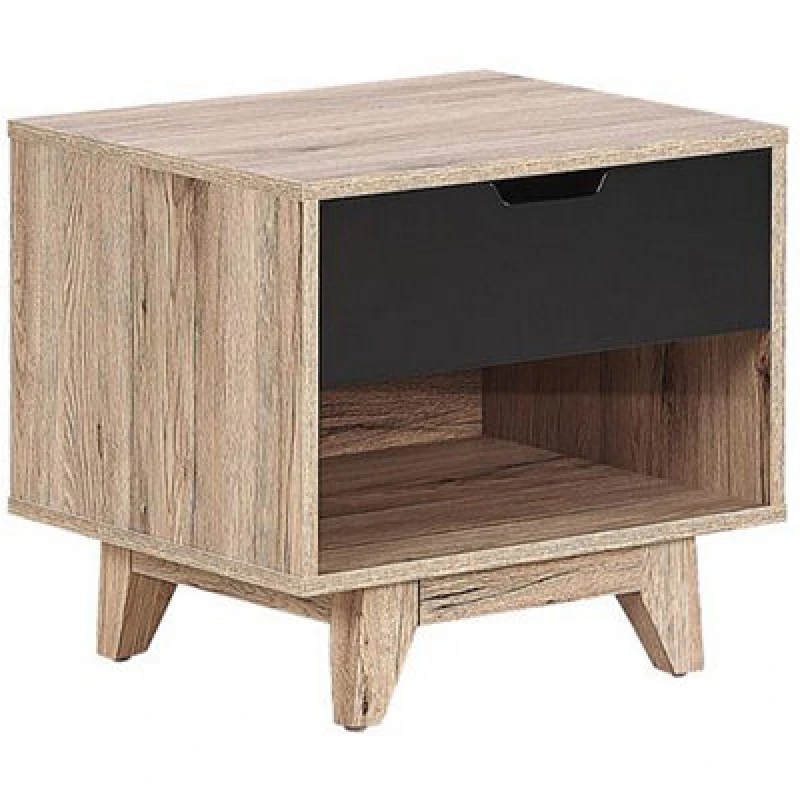 Image of Beliani 1 Drawer Bedside Table Spencer Black