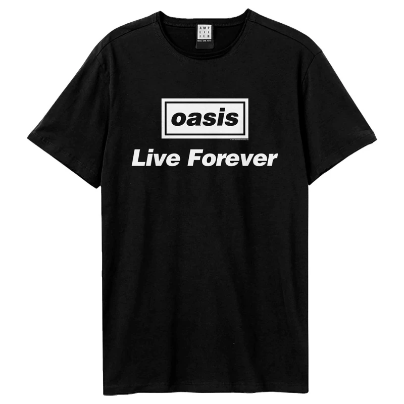 Image of Amplified Amplified Men Live Forever Oasis T-Shirt in Black Size: X-Small Black XS Male 5063652562857