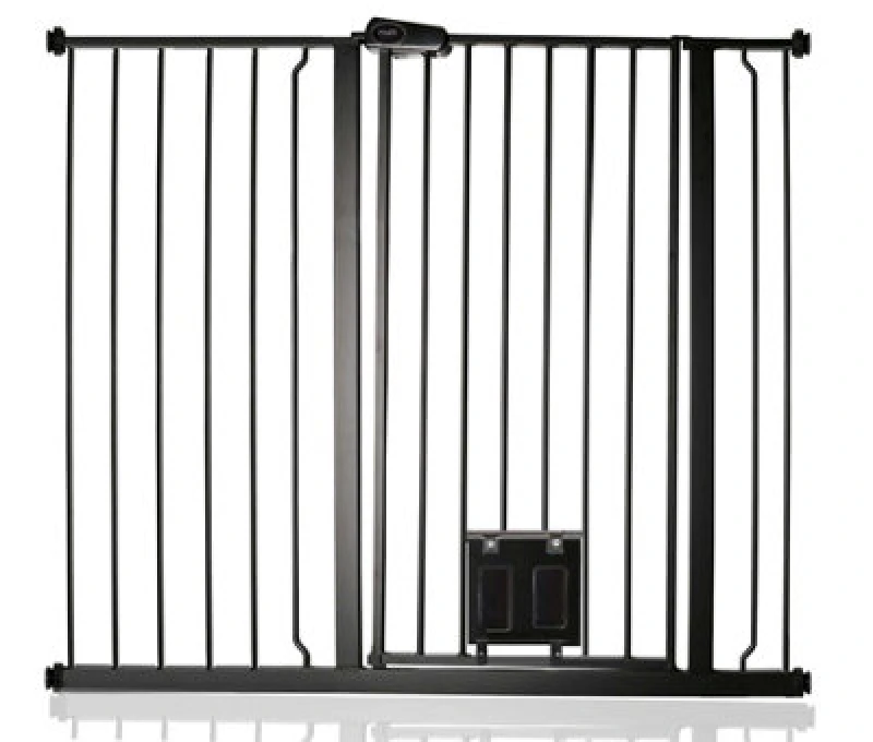 Image of Bettacare Pet Gate With Lockable Cat Flap, 113.8Cm - 121.4Cm, Black, 104Cm In Height