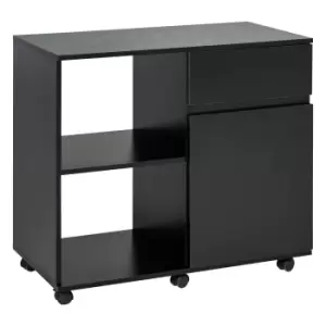 Image of HOMCOM Filing Cabinet/Printer Stand with Open Storage Shelves, for Home or Office Use, Including an Easy Drawer, Black