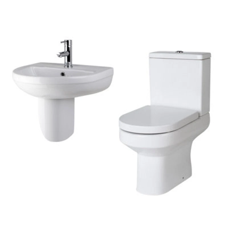 Image of Balterley Semi Flush to Wall Toilet Pan Cistern Seat Basin Semi Pedestal White