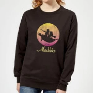 Image of Disney Aladdin Flying Sunset Womens Sweatshirt - Black