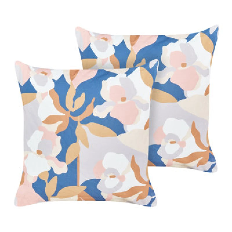 Image of Beliani Set Of 2 Outdoor Cushions Verezzi Floral Pattern 45 X 45cm Multicolour