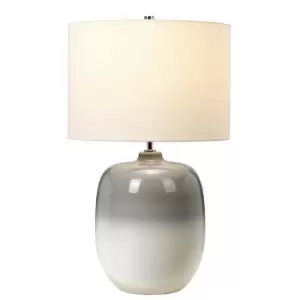 Image of Table Lamp Ivory Shade Light Grey / Chalk White LED E27 60W Bulb