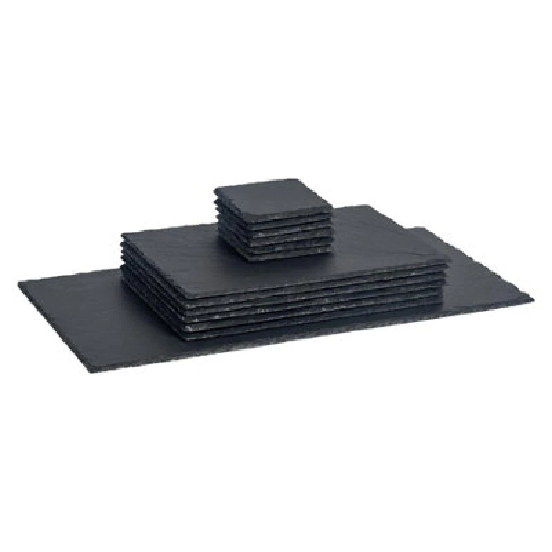 Image of Argon Tableware 13 Piece Rectangle Slate Placemats & Coasters Set Grey