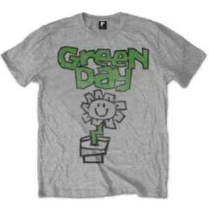 Image of Green Day Flower Pot Mens Grey T Shirt: Large