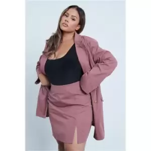 Image of I Saw It First Mauve Plus Size Tailored Side Split Skirt - Purple