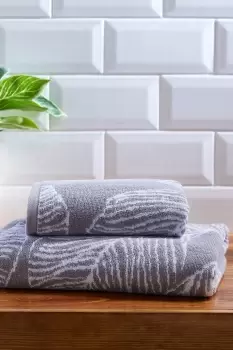 Image of 'Matteo' Luxury 100% Cotton Leaf Motif Jacquard Towel