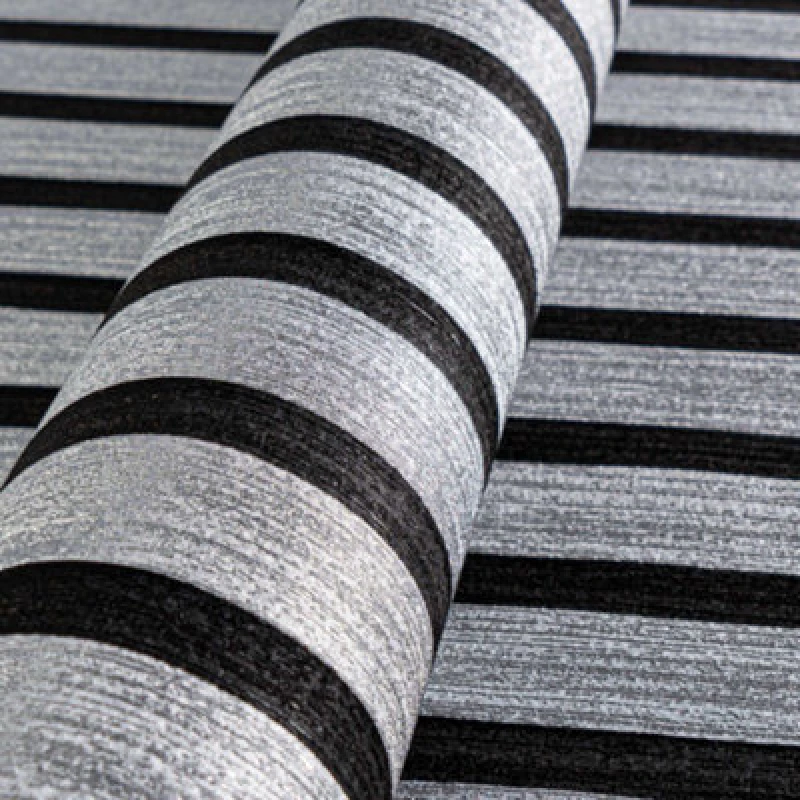 Image of As Creation Metallic Silver & Black Wood Panel Slats Wallpaper 78627-1