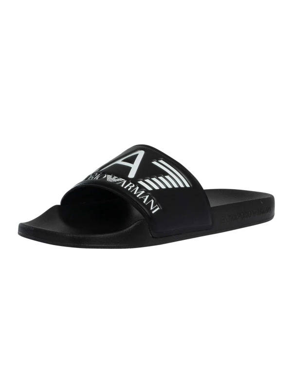 Image of EA7 Scarpe Logo Sliders Black 10.5 UK