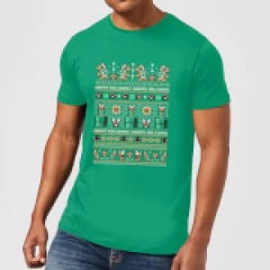 Image of Nintendo Super Mario Bad Guys Christmas Green T-Shirt - L - Green