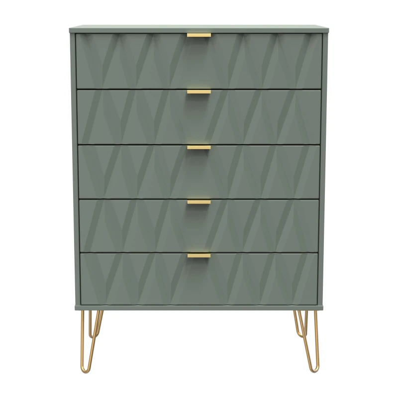 Image of Studio Diamond 5 Drawer Chest Chest of Drawers Large Reed Green 38908690140