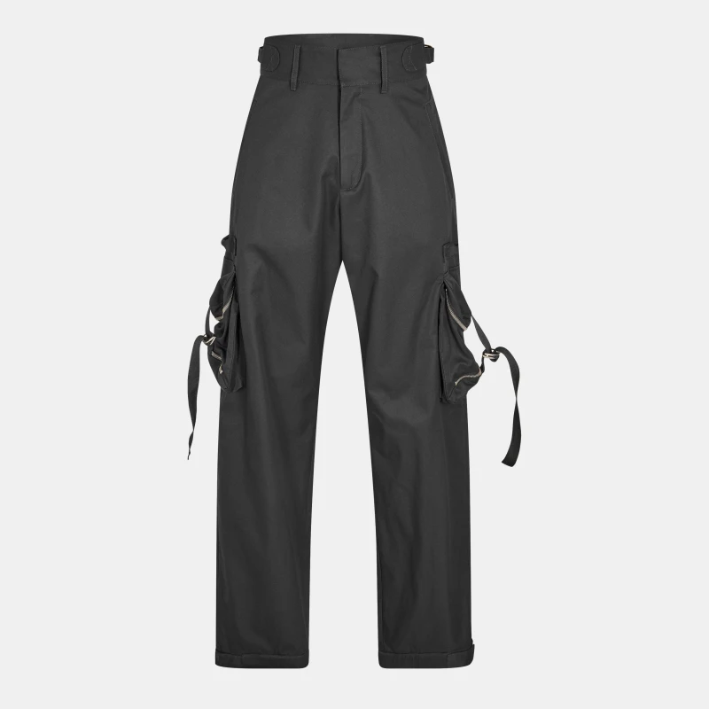 Image of Off White Mens Regular Fit Drawstring Cargo Trousers Black male S