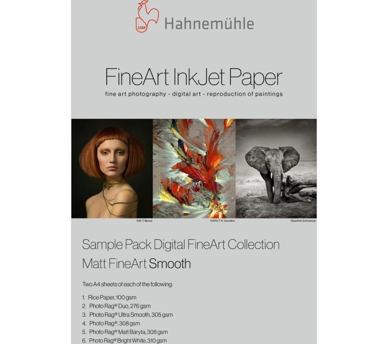 Image of HAHNEMUEHLE Digital FineArt Sample Pack A4 Matte Photo Paper - 12 Sheets 4011367005658