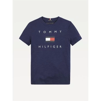 Image of Tommy Hilfiger Flag Logo T Shirt - Twilight Navy