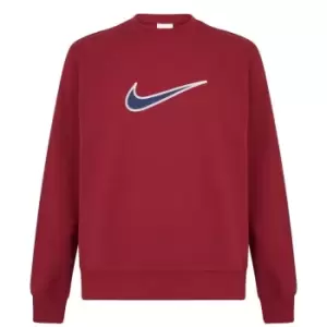 Image of Nike Swoosh Fleece Crew Sweater Mens - Red