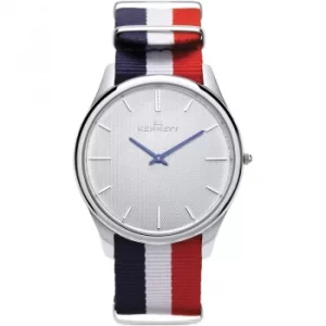 Image of Mens Kennett Kensington Silver White RWB Nato Watch