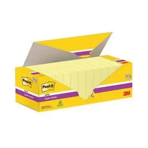 Image of Post-it Super Sticky Notes 76x76mm Canary Yellow 90 Sheets 1212 FREE