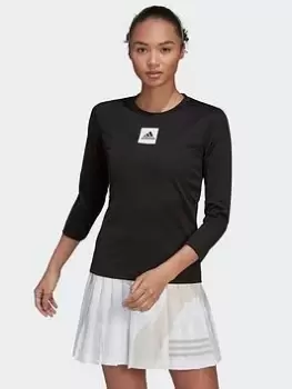 Image of adidas Paris Tennis Freelift 3/4-length Sleeve Long-sleeve Top, Black, Size S, Women