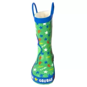 Image of Peppa Pig Boys George Pig Dinosaur Wellington Boots (6 UK Child) (Blue/Green)