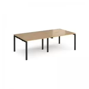 Image of Adapt double back to back desks 2400mm x 1200mm - Black frame and oak