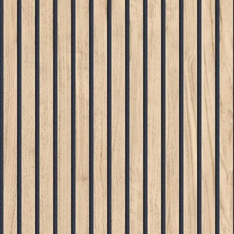 Image of Belgravia Decor Panacea Wood Slat Light Oak Wallpaper 10m x 53cm, Brown 1158