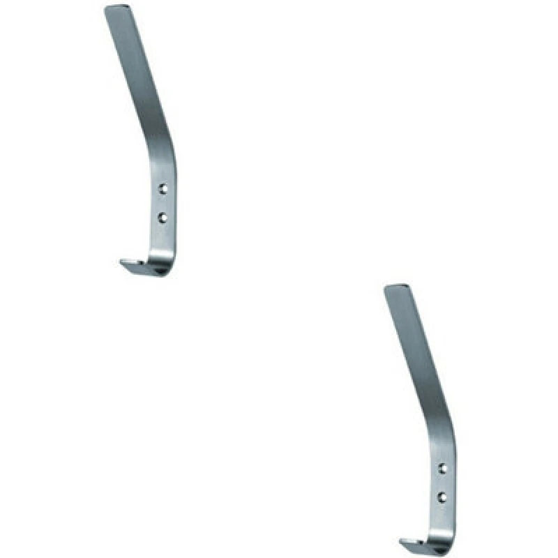Image of Loops 2x Flat Bar One Piece Hat & Coat Hook 60mm Projecion Satin Stainless Steel Metallics