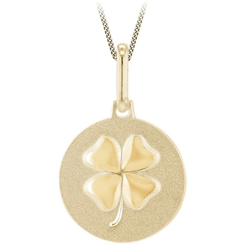 Image of Be You 9ct Gold 4 Leaf Clover Necklace Yellow Gold female 18in