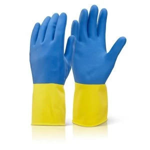 Image of Click2000 Two Colour Heavyweight Glove YellowBlue M Ref BCYBM Pack 10