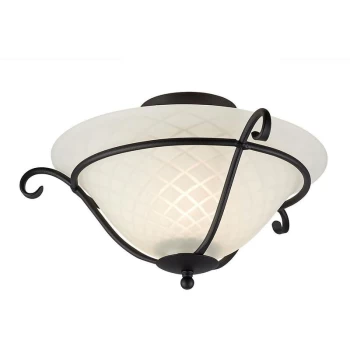 Image of Torchiere - 1 Light Flush Ceiling Light Black, E27 - Elstead