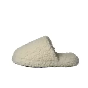 Image of Fabric Fleece Fur Mule Slipper - Cream
